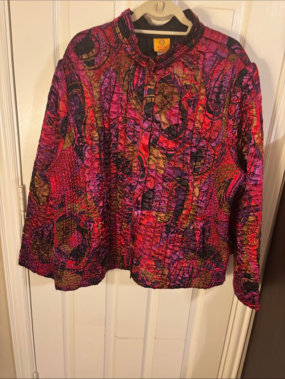 Ruby Rd. Quilted Jacket in Fuchsia, Purple & Gold